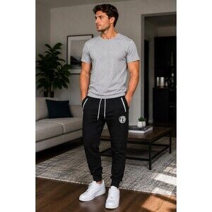 Baseballism Men’s Small Black Jogger Sweatpants Zip Pockets Athletic Lounge